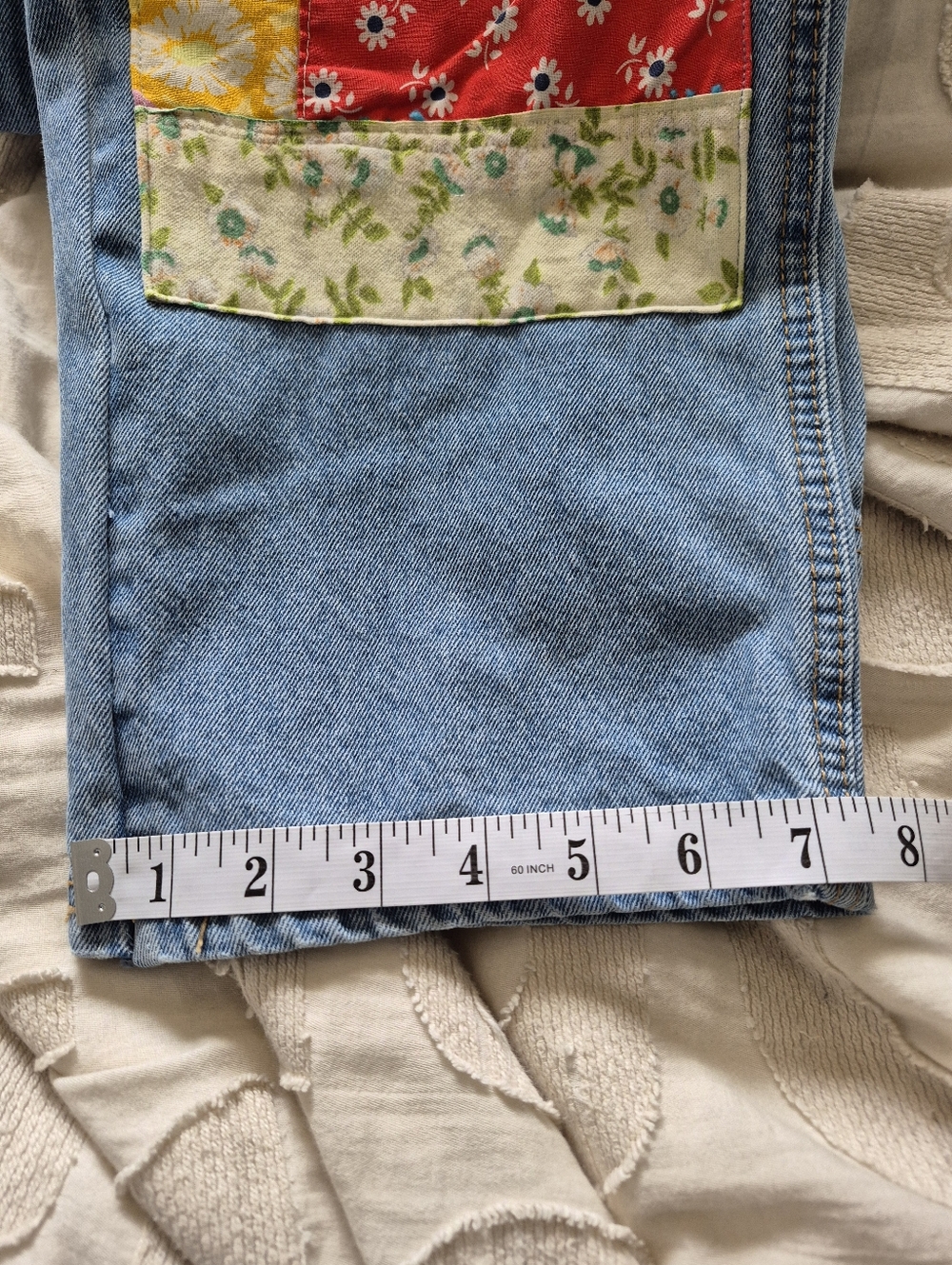Upcycled Boho Quilt Patch Denim Overalls Size M - Picture 13 of 13
